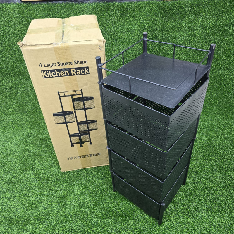 4 layer square shape kitchen rack